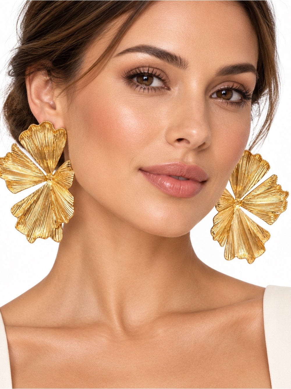 Ginkgo leaf statement stud earrings
